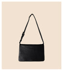 Black Minimalist Flap Shoulder Bag-Elegant Women's Double-Layer Crossbody
