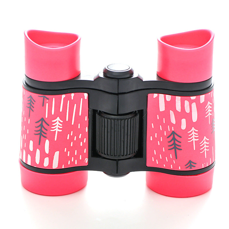 2 PCS Pink Kids Binoculars - Rubber Grip, Tree Pattern