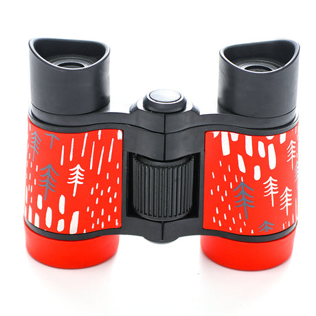 2 PCS Red Kids Binoculars - Rubber Grip, Tree Pattern