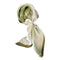 Green Pure Silk Scarf - Elegant Flower Design, Square Handkerchief (Style 1)