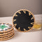 (Purple Blue Flower) Set of 5 Rattan & Shell Coasters - Decorative & Heat Resistant