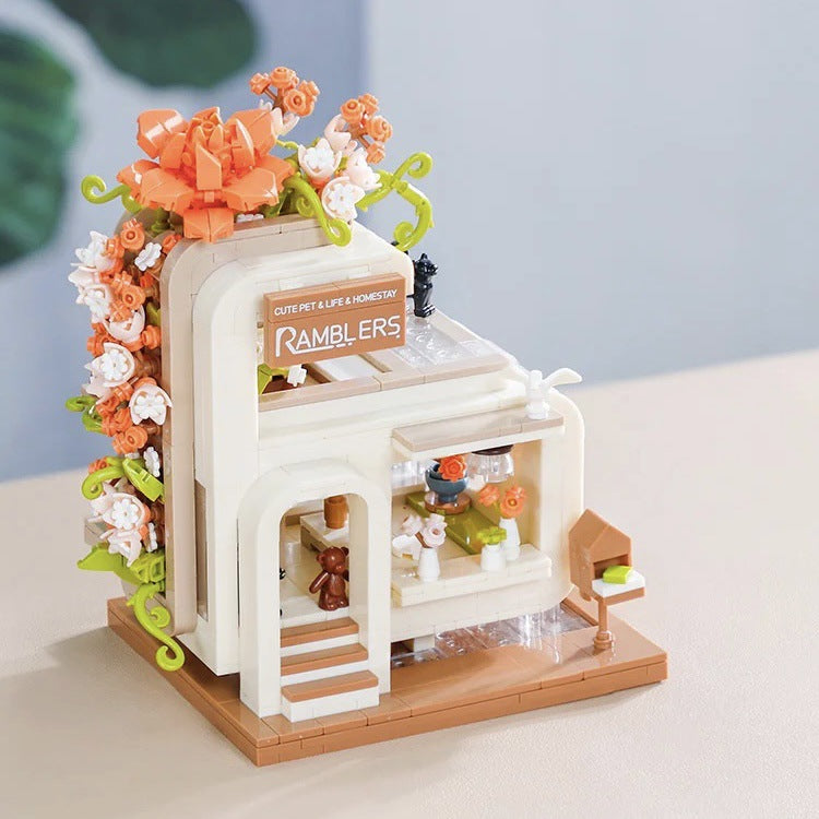 (Rose Courtyard) Enchanting Streetscape Blocks - Creative Building Blocks Set