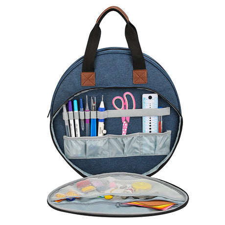 Blue Multi-Compartment Embroidery Bag - Keep Your Projects Organized