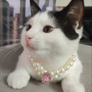 3-pcs Pink Diamond  Double Strand Pearl & Rhinestone Pet Necklace - Luxury Collar for Cats & Dogs Size S (20-26CMCM)