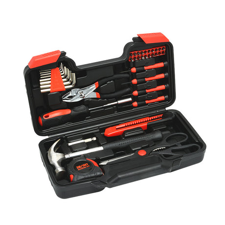 39-Piece Home Tool Kit - Red Carbon Steel Hardware Set