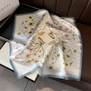 Blue Edge Flowers Women's Floral Print Mulberry Silk Shawl, 53cm (Style 1)