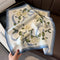 Blue Flowers Women's Floral Print Mulberry Silk Shawl, 53cm (Style 2)