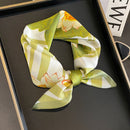 Green Lotus 53cm Silk Scarf - 100% Mulberry Silk, Floral Print, Women's Square Scarf Shawl (Style 1)