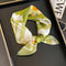 Green Lotus 53cm Silk Scarf - 100% Mulberry Silk, Floral Print, Women's Square Scarf Shawl (Style 1)
