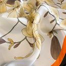 Orange Corner 53cm Silk Scarf - 100% Mulberry Silk, Floral Print, Women's Square Scarf Shawl (Style 3)
