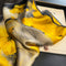 Yellow Flower Black Background 53cm Silk Scarf - 100% Mulberry Silk, Floral Print, Women's Square Scarf Shawl (Style 5)