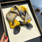 Yellow Flower Black Background 53cm Silk Scarf - 100% Mulberry Silk, Floral Print, Women's Square Scarf Shawl (Style 5)