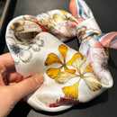 Orange 53cm Silk Scarf - 100% Mulberry Silk, Floral Print, Women's Square Scarf Shawl (Style 6)