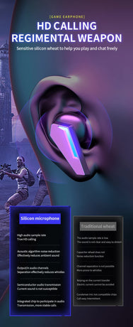 Black Wireless Gaming Earbuds - Bluetooth 5.2, Low Delay, 3D Stereo