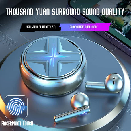 Silver Bluetooth 5.3 Wireless Earbuds - Hi-Fi Audio, Comfortable In-Ear, Fingerprint Touch