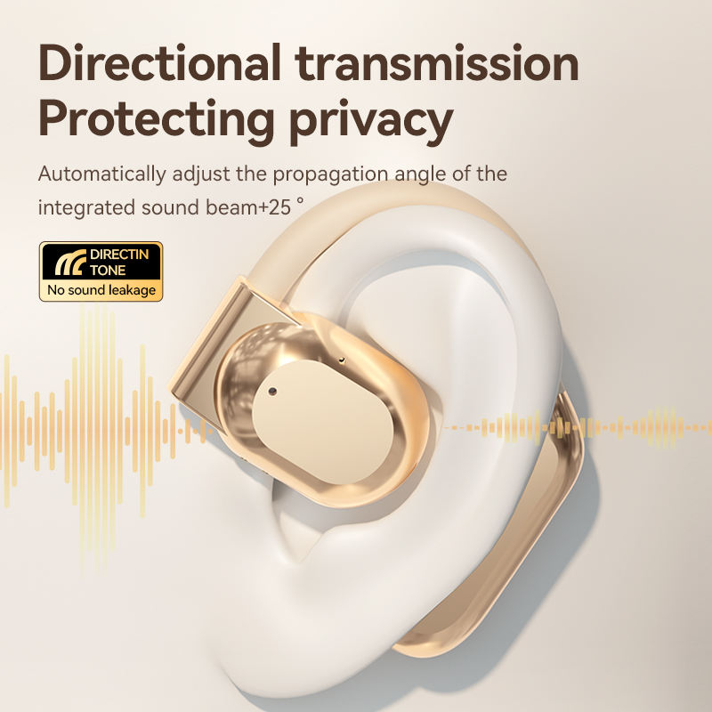 Gold Open Ear Bluetooth 5.3 Headphones - Non-In-Ear, Ear Hook, Wireless Sports