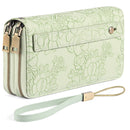Green Embossed Design Large Capacity Vegan Leather Wallet with Wristlet