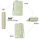 Blue Embossed Design Large Capacity Vegan Leather Wallet with Wristlet