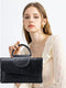 Black Elegant crocodile embossed clutch - with metal top handle and shoulder strap