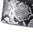 Black and White Elegant crocodile embossed clutch - with metal top handle and shoulder strap