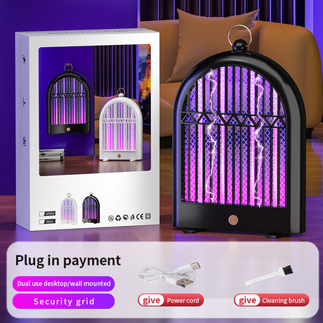 Black (Plug-in) USB Mosquito Killer Lamp - Electric Bug Zapper, Wall-Mounted/Standing, Silent
