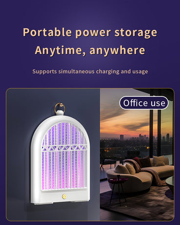 Black (Chargeing version) USB Mosquito Killer Lamp - Electric Bug Zapper, Wall-Mounted/Standing, Silent