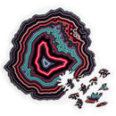 Black and Red Algorithmic Agate Jigsaw Puzzle - 164 Unique Wooden Pieces