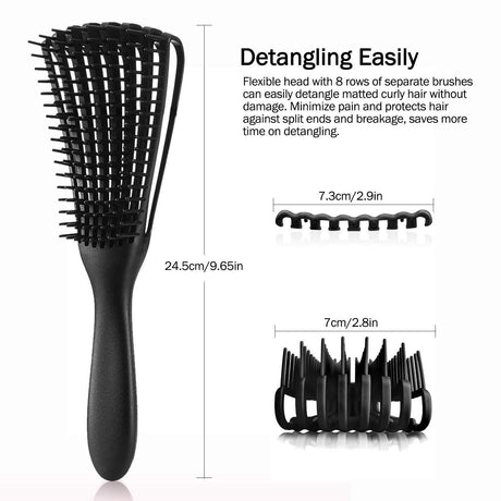 3 - pcs Yellow Detangling Brush - Octopus Design for Effortless Hair Care