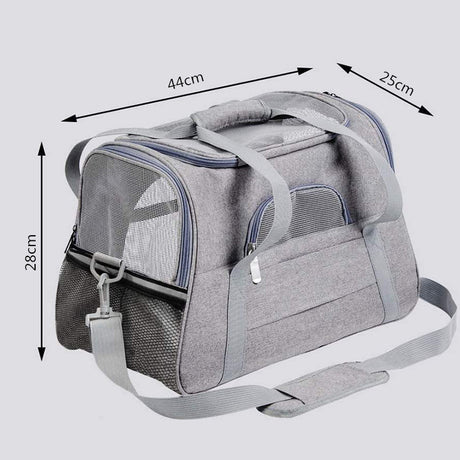 Portable Pet Bag for Small Dogs and Cats - Gray Travel Tote with Pet Mat (44x25x28cm)