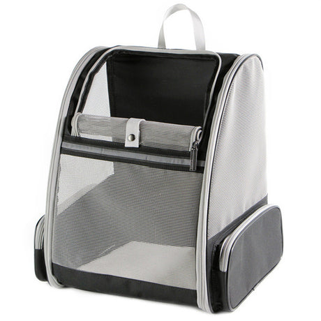Black Foldable Pet Carrier Backpack - Breathable Mesh Travel Bag for Cats & Small Dogs