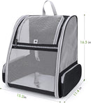 Beige Foldable Pet Carrier Backpack - Breathable Mesh Travel Bag for Cats & Small Dogs