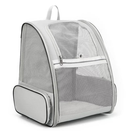 Gray Foldable Pet Carrier Backpack - Breathable Mesh Travel Bag for Cats & Small Dogs