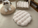 Beige Plush Round Cat Mat - Soft Faux Fur Sleeping Pad (40cm Diameter)