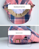 2-PCS Dark Blue Lightweight Checkered Flat Cap - Adjustable Retro Driver Hat for Men & Women