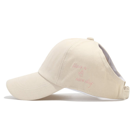 Beige Stylish Ponytail Opening Baseball Cap - Have a Nice Day