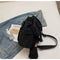 Black Casual Nylon Drawstring Bucket Bag - Adjustable Strap Crossbody Purse