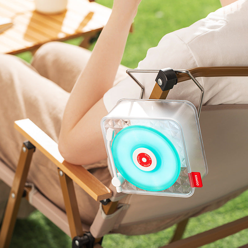 White Retro Bluetooth Speaker - Transparent Vinyl Design with RGB Light