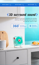 White Retro Bluetooth Speaker - Transparent Vinyl Design with RGB Light