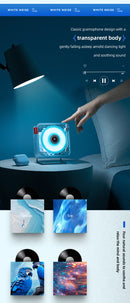 Black Retro Bluetooth Speaker - Transparent Vinyl Design with RGB Light