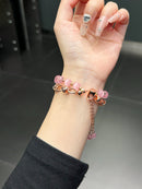 2-pcs Pink Elegant Cat's Eye Beaded Bracelet Band for Apple Watch - Women's Luxury Strap (Compatible Size :42/44/45MM )