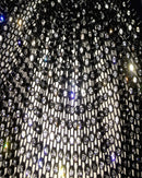 Black colored diamonds Glitter Rhinestone Face Balaclava - Trendy Music Festival Head Cover, 37cm