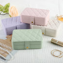 Beige Elegant Quilted PU Leather Jewelry Box - Portable Organizer for Travel & Home