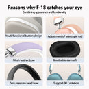 Beige Wireless Bluetooth Headphones - Over-Ear, Deep Bass, Foldable, Long Battery Life