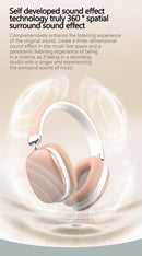 Beige Wireless Bluetooth Headphones - Over-Ear, Deep Bass, Foldable, Long Battery Life