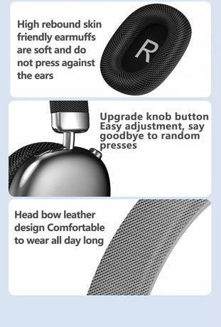 Black Comfortable Over-Ear Headphones - Hi-Fi Sound, Long Battery, Swivel Control