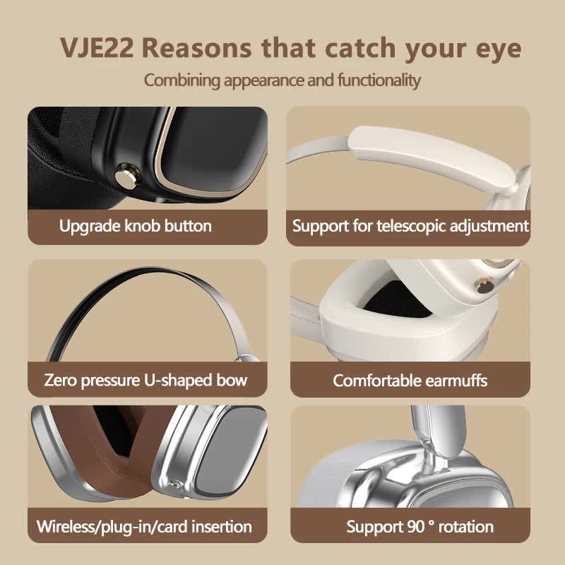 Black Compact Retro Headphones - Wireless Bluetooth, Deep Bass, Immersive Sound