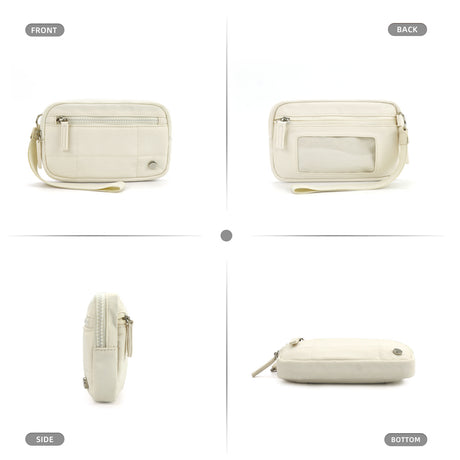 Beige Waterproof Wristlet Wallet - Nylon Pouch for Cards, Phone & Coins(Without Mobile Phone)