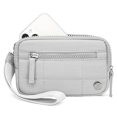 Grey Waterproof Wristlet Wallet - Nylon Pouch for Cards, Phone & Coins(Without Mobile Phone)