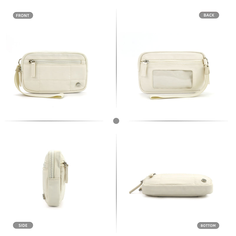 Grey Waterproof Wristlet Wallet - Nylon Pouch for Cards, Phone & Coins(Without Mobile Phone)