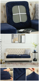 2 Pcs Navy Blue Elegant Polyester Sofa Cover - Full Protection Against Cat Scratches & Wear